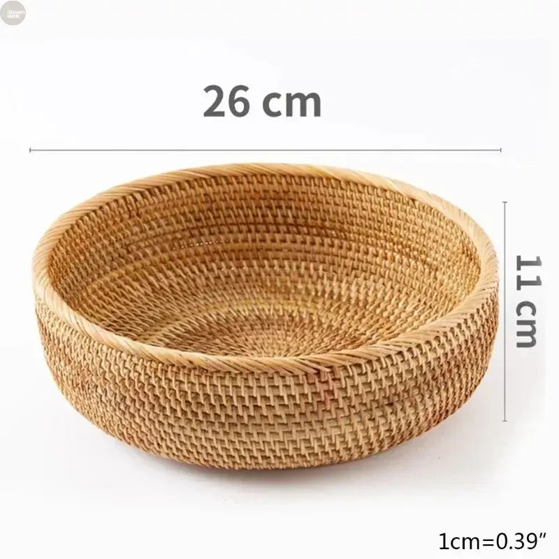 Handwoven Rattan Wicker Basket - Rectangular Storage for Fruit, Tea, Snacks Brownstick