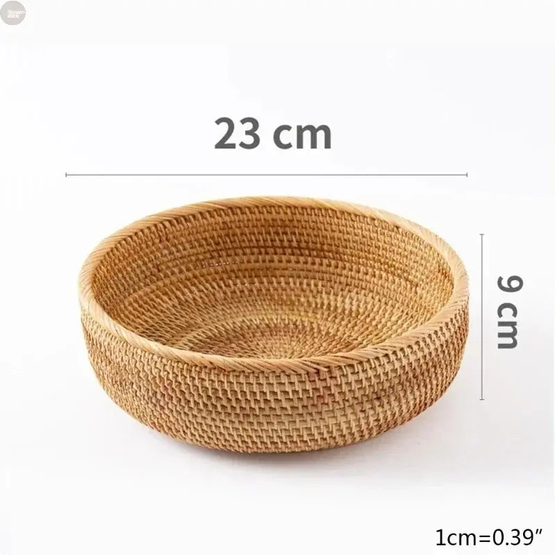 Handwoven Rattan Wicker Basket - Rectangular Storage for Fruit, Tea, Snacks Brownstick