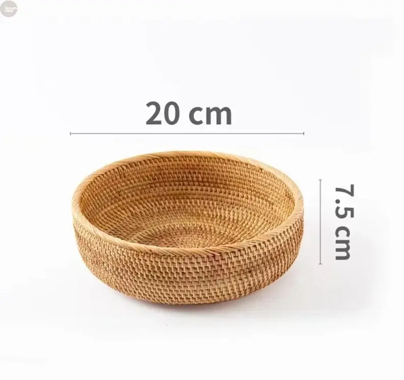 Handwoven Rattan Wicker Basket - Rectangular Storage for Fruit, Tea, Snacks Brownstick