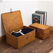 Handwoven Seagrass Storage Basket with Lid – Eco-Friendly Home Organizer Brownstick