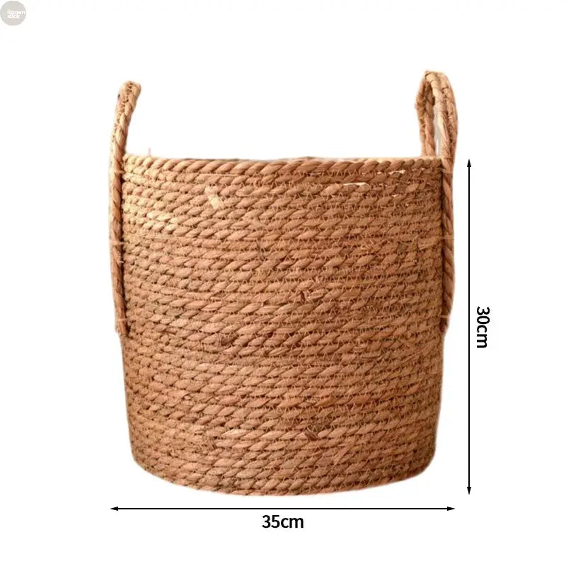 Handwoven Straw Rope Storage Basket – Garden & Home Organizer Brownstick
