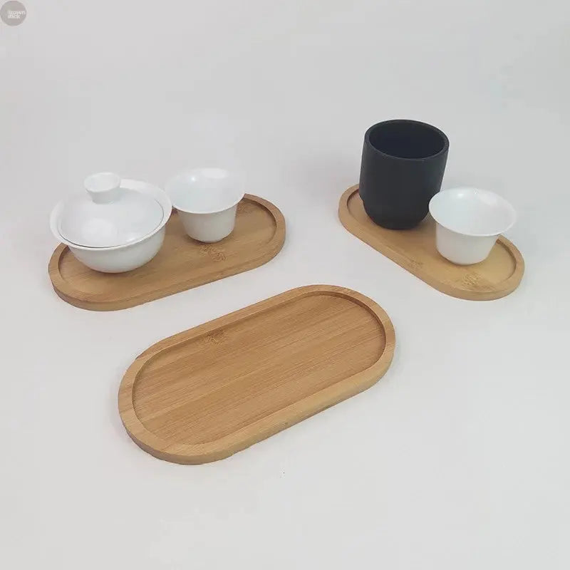 Japanese-Style Solid Wood Snack Plate – Round Wooden Dessert Tray Brownstick