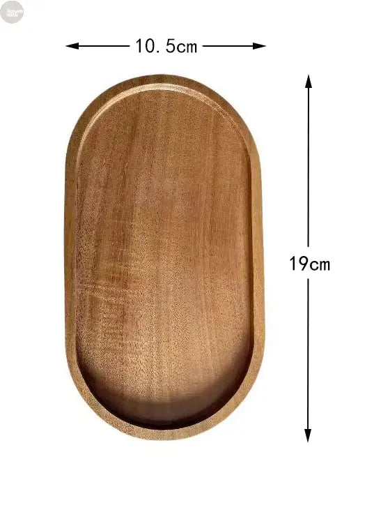Japanese-Style Solid Wood Snack Plate – Round Wooden Dessert Tray Brownstick