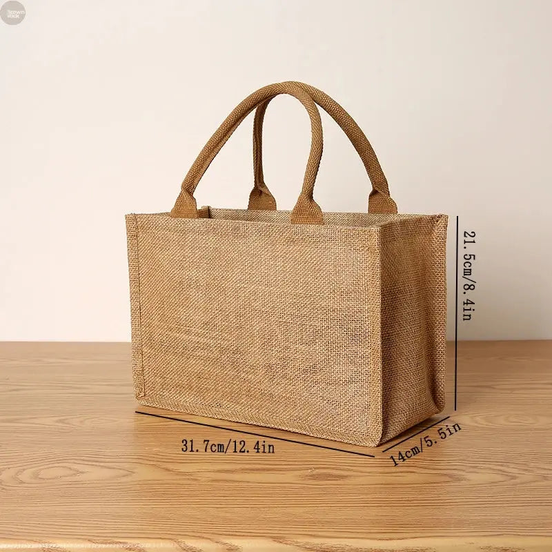 Large Capacity Jute Tote Bag – Eco-Friendly Shopping & Travel Handbag Brownstick