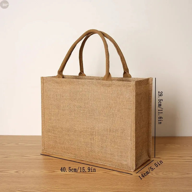 Large Capacity Jute Tote Bag – Eco-Friendly Shopping & Travel Handbag Brownstick