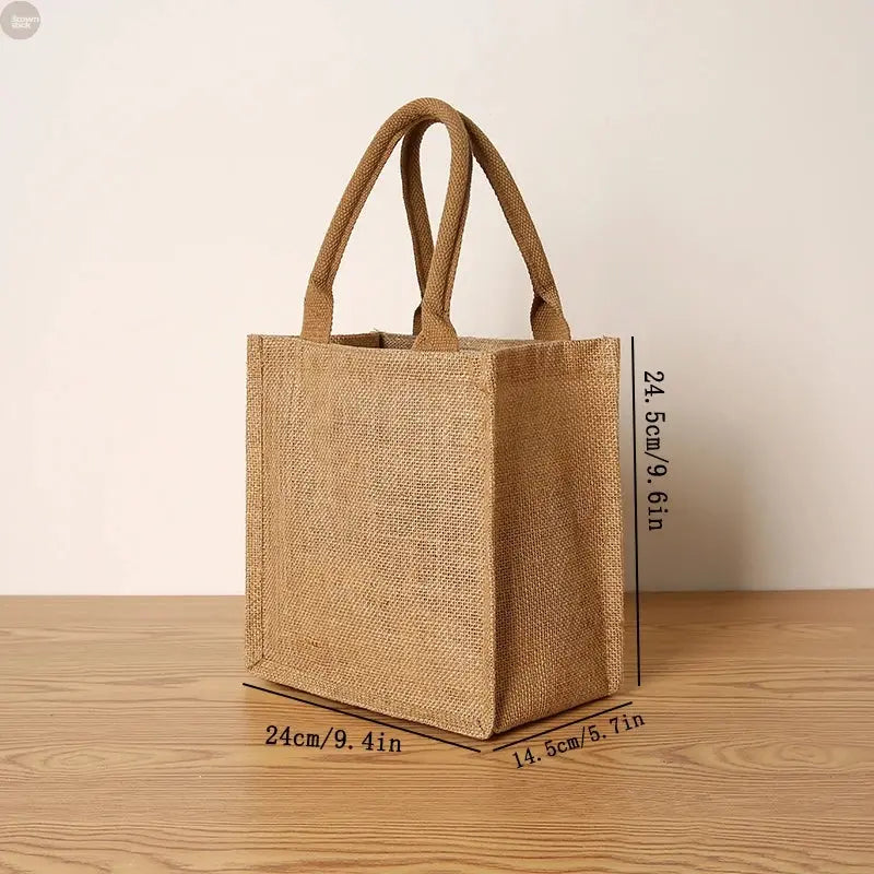 Large Capacity Jute Tote Bag – Eco-Friendly Shopping & Travel Handbag Brownstick