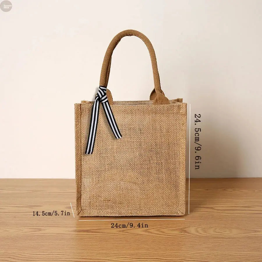 Large Capacity Jute Tote Bag – Eco-Friendly Shopping & Travel Handbag Brownstick