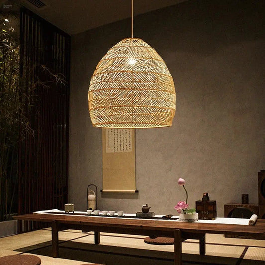 Luxurious Artisanal Rattan Pendant Light Brownstick