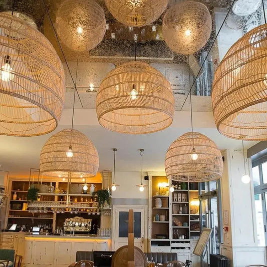 Luxurious Artisanal Rattan Pendant Light Brownstick