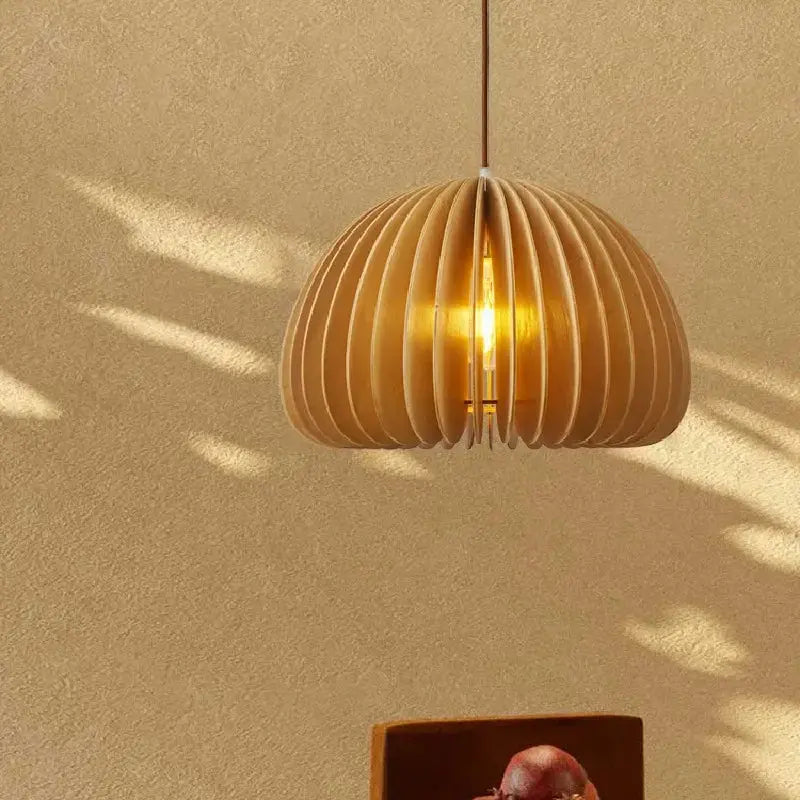 Modern Wood Pumpkin Pendant Lamp (Set of 3) Brownstick