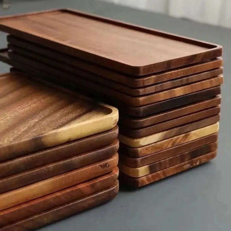 Natural Black Walnut Wooden Tray – Eco-Friendly Rectangular Serving Plate Brownstick