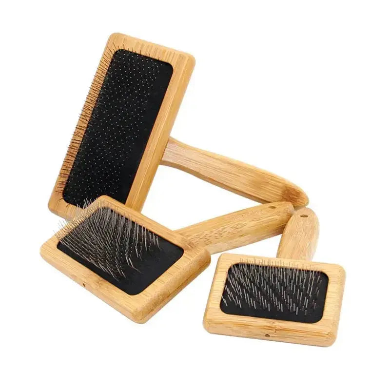 Pet Dog Brush Bamboo Comb Shedding Hair Remove Needle Cat Brush Combs Grooming Tool For Dog Pet Cleaning Supplies Accessories - Brownstick