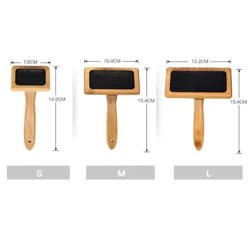 Pet Dog Brush Bamboo Comb Shedding Hair Remove Needle Cat Brush Combs Grooming Tool For Dog Pet Cleaning Supplies Accessories - Brownstick