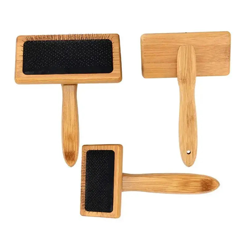 Pet Dog Brush Bamboo Comb Shedding Hair Remove Needle Cat Brush Combs Grooming Tool For Dog Pet Cleaning Supplies Accessories - Brownstick