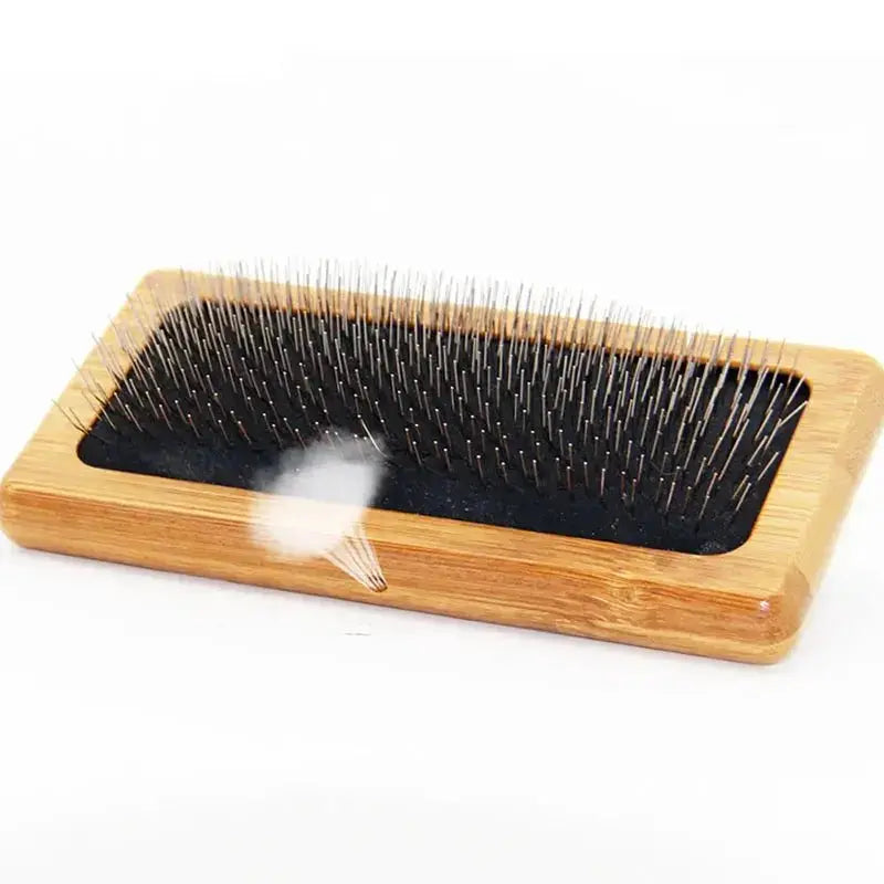 Pet Dog Brush Bamboo Comb Shedding Hair Remove Needle Cat Brush Combs Grooming Tool For Dog Pet Cleaning Supplies Accessories - Brownstick