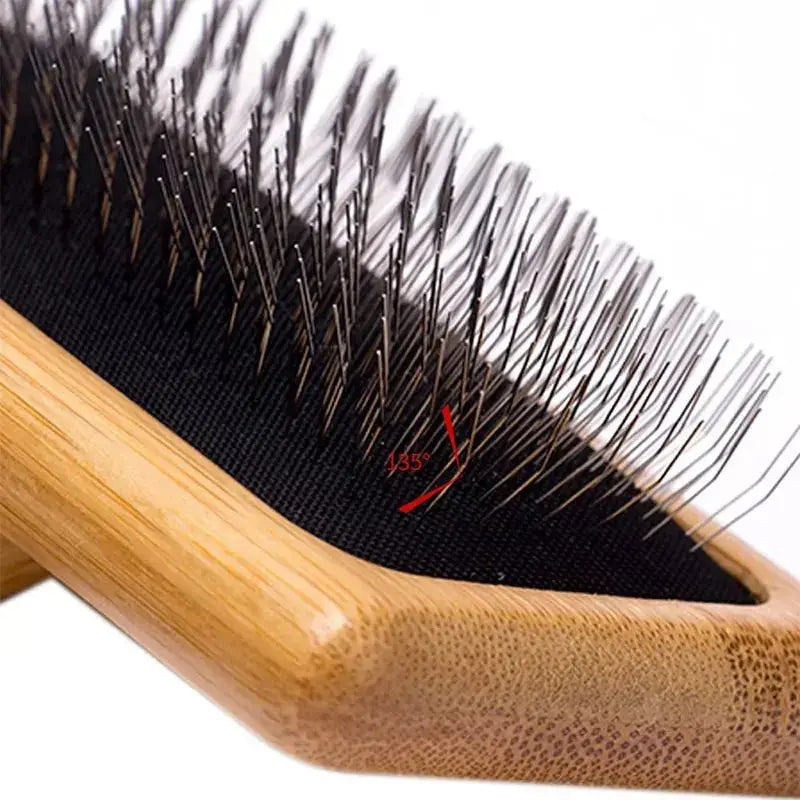 Pet Dog Brush Bamboo Comb Shedding Hair Remove Needle Cat Brush Combs Grooming Tool For Dog Pet Cleaning Supplies Accessories - Brownstick