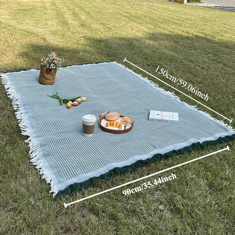 Portable Grid Picnic Mat – Moisture-Proof Outdoor Blanket (90x150 cm) Brownstick