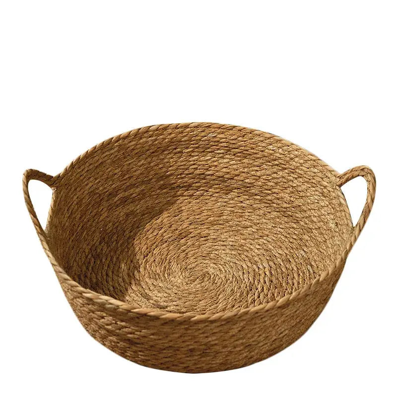 Round Summer Rattan Bamboo Pet Bed Brownstick