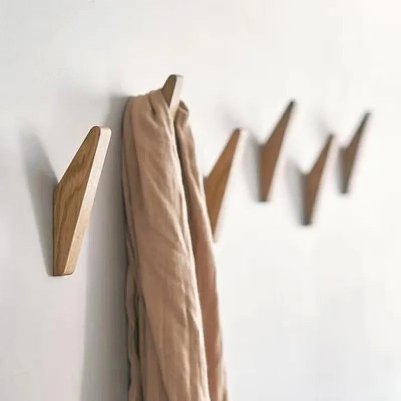Wooden Wall Coat Hooks – Natural Oak & Walnut Decorative Hangers (1/2/4pcs) Brownstick