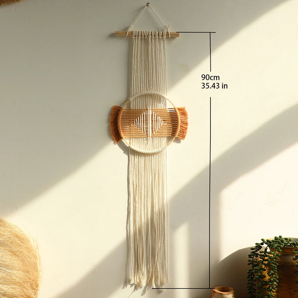 Brown Round Macrame Wall Hanging – Handmade Boho Wall Art Brownstick