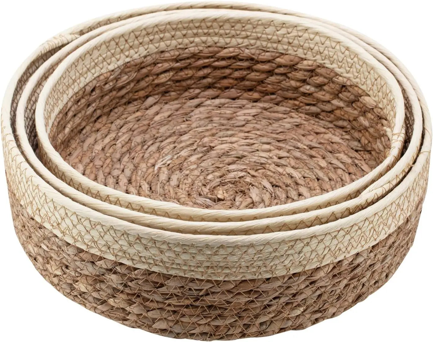 Set of 3 Woven Cattail Baskets Brownstick