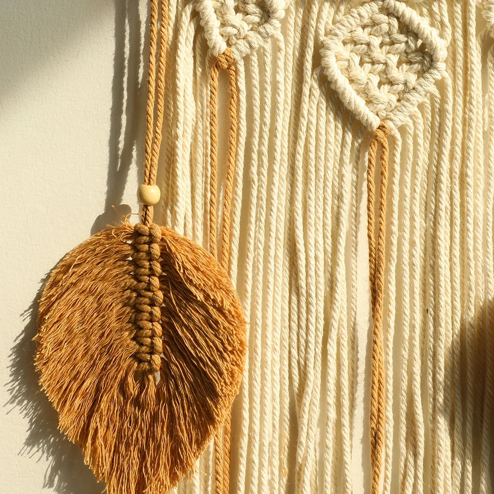 Large Macrame Dream Catcher – Boho Wall Hanging for Bedroom Decor Brownstick