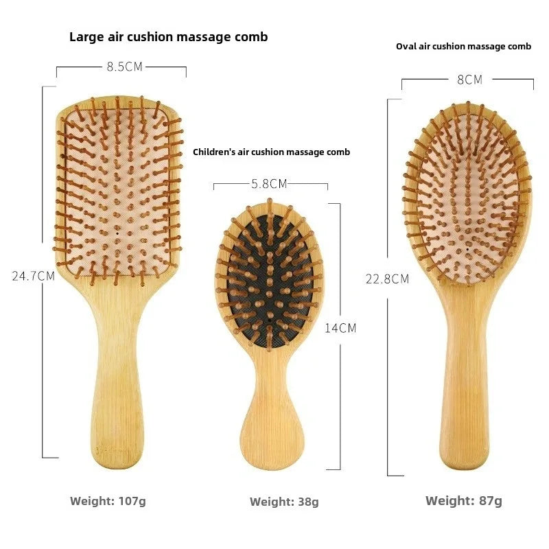 6-Piece Bamboo Hair Brush & Comb Set Brownstick