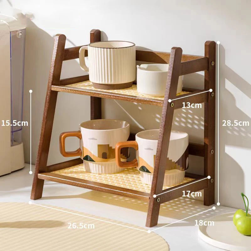 2-Layer Bamboo Organizer Shelf – Spice, Bathroom & Counter Rack Brownstick