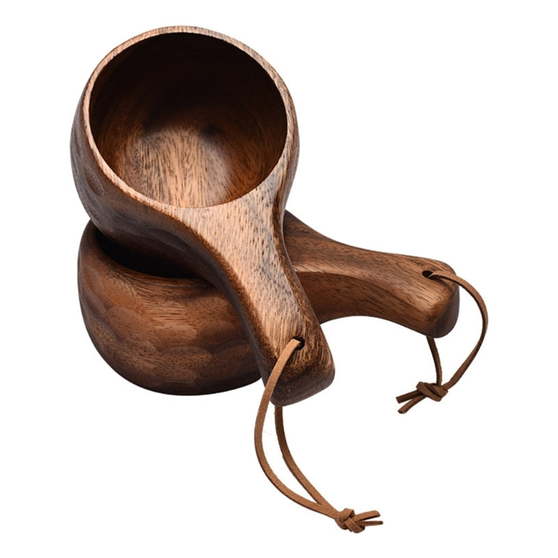 210 ml  Wooden  Mug – Outdoor Camping Coffee & Milk Cup Brownstick