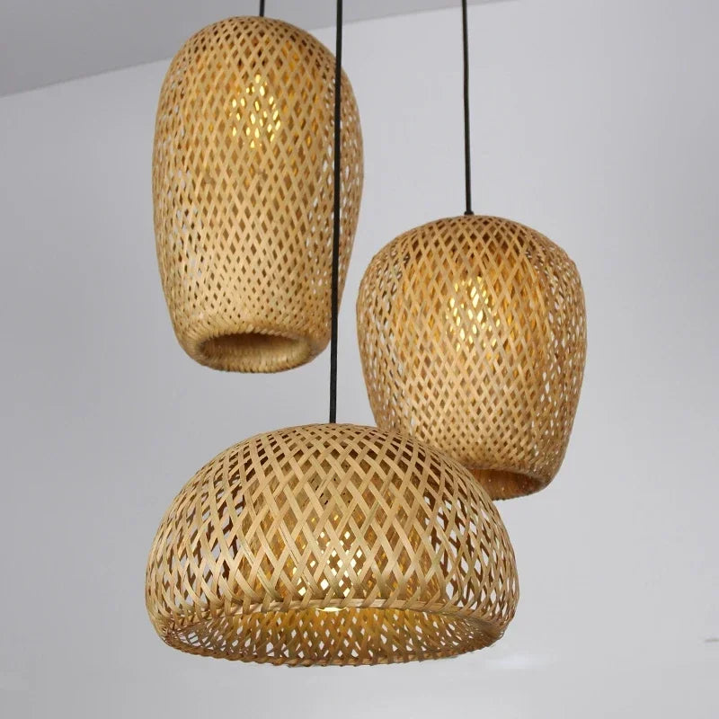 Classic 3pcs Bamboo Pendant Lamps Brownstick