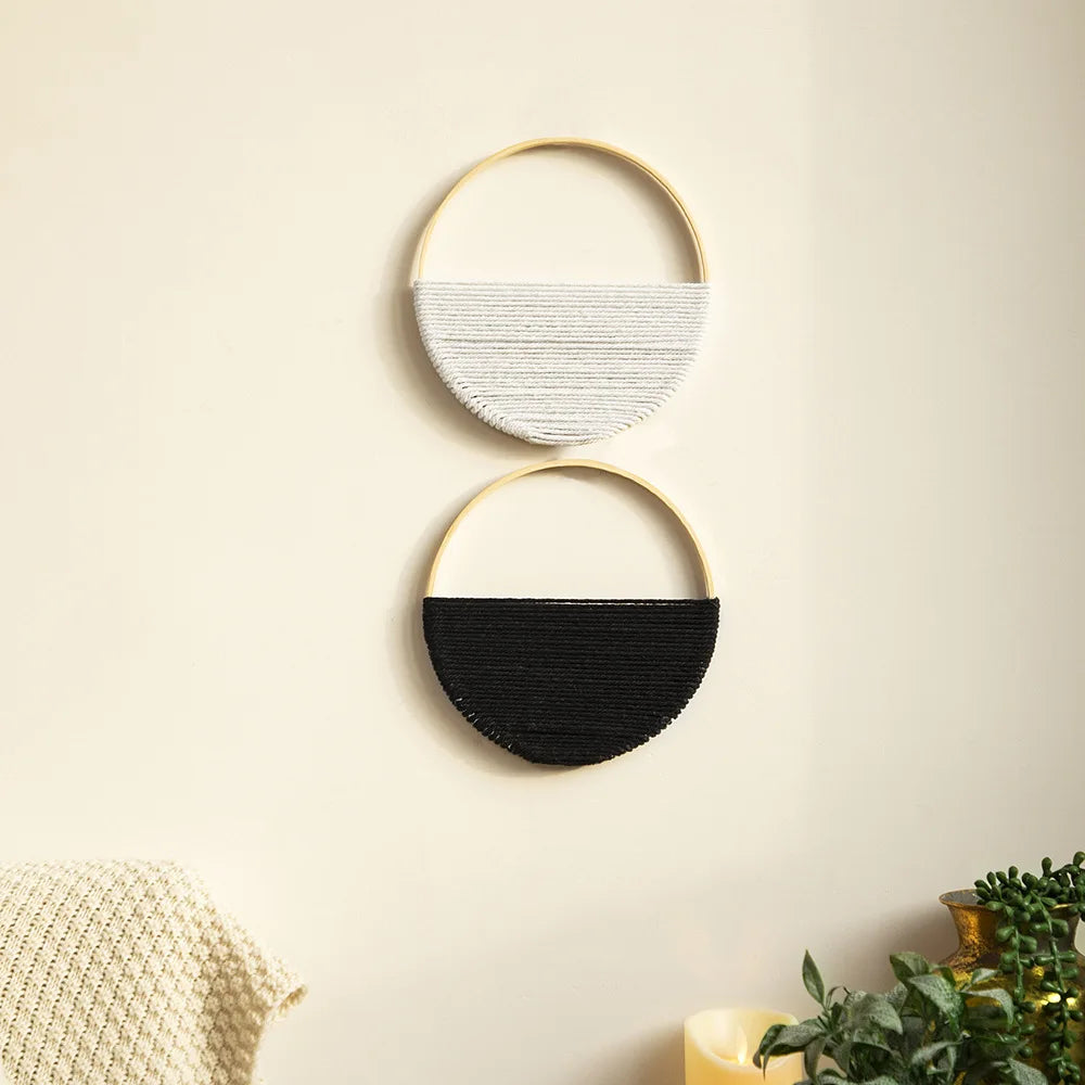 2-Piece Macrame Wall Hanging – Boho Decor with Color Variants Brownstick