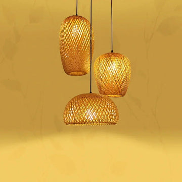 Classic 3pcs Bamboo Pendant Lamps Brownstick