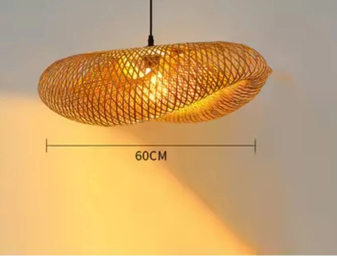 Bamboo Woven Chandelier Lamp – Handmade Pendant Ceiling Light Brownstick