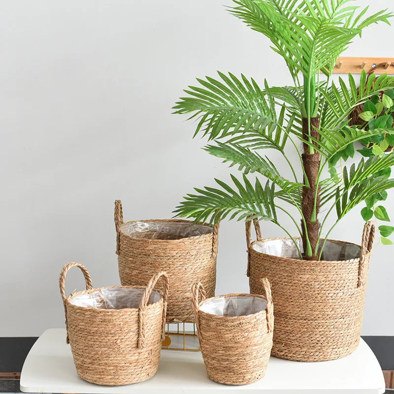Nordic Handmade Straw Storage Basket Brownstick