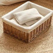 Handwoven Rattan Wicker Storage Basket with Lining Brownstick
