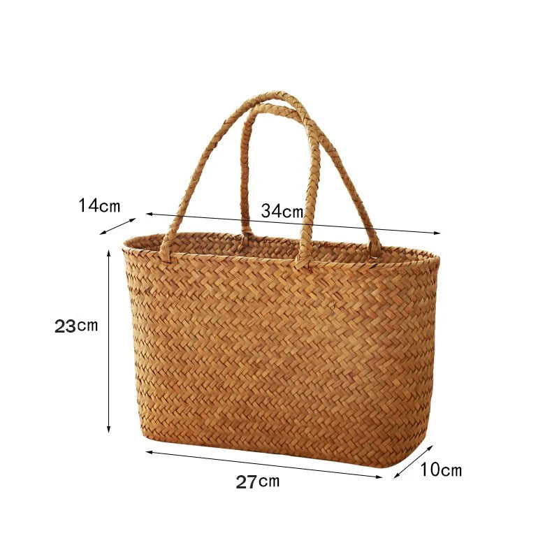 Boho Handmade Bamboo Woven Handbag Brownstick