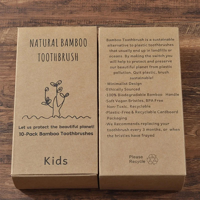 Bamboo Toothbrush Set – 10pcs Eco-Friendly Biodegradable Oral Care Brownstick