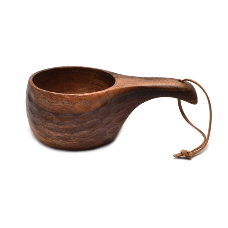 210 ml  Wooden  Mug – Outdoor Camping Coffee & Milk Cup Brownstick