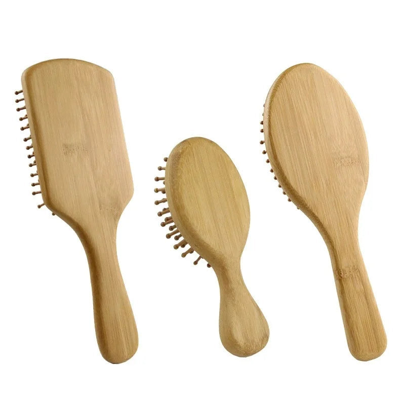 6-Piece Bamboo Hair Brush & Comb Set Brownstick
