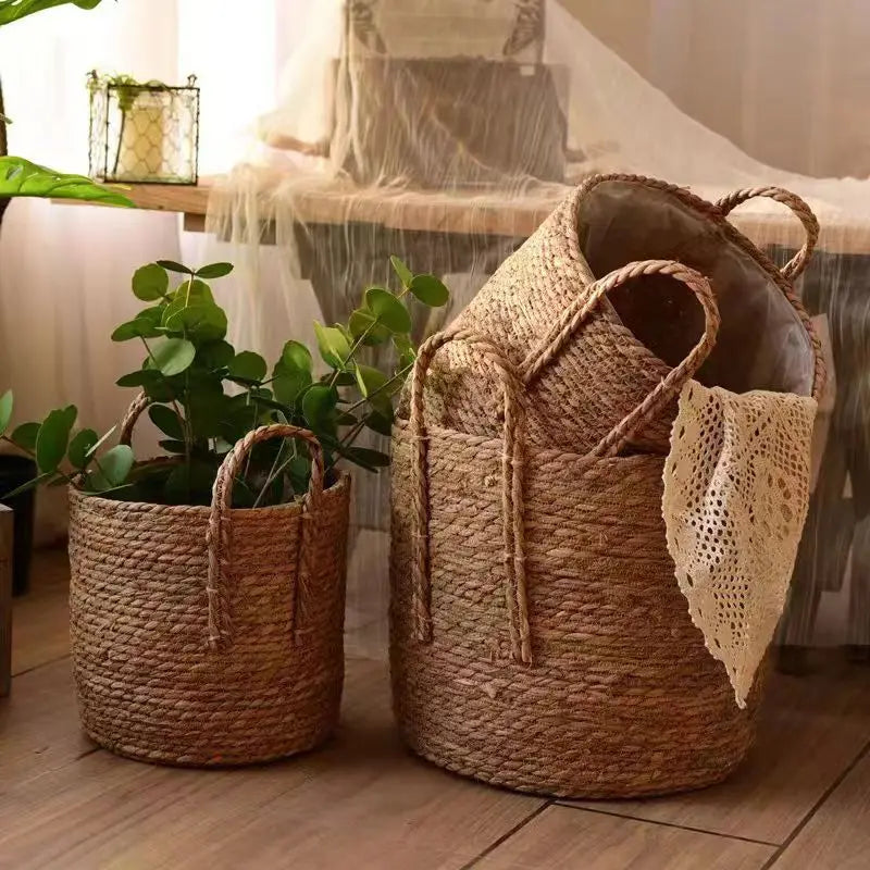 Nordic Handmade Straw Storage Basket Brownstick