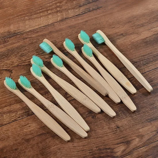 Bamboo Toothbrush Set – 10pcs Eco-Friendly Biodegradable Oral Care Brownstick
