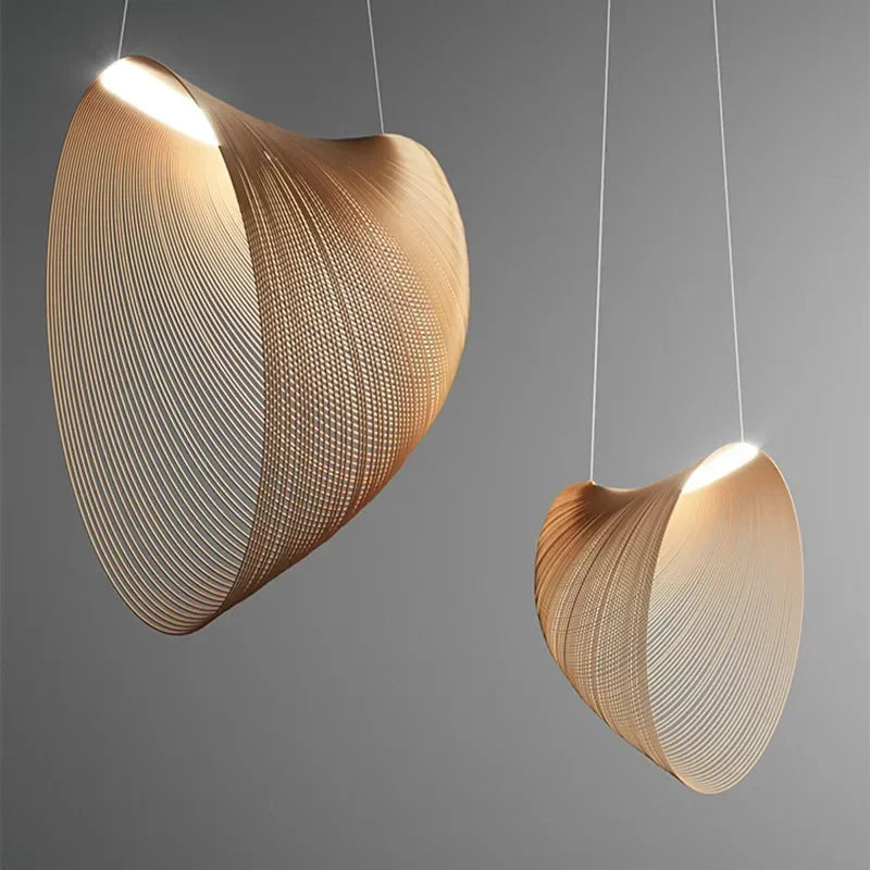 Modern Birch Wood Pendant Light – Minimalist Nordic LED Brownstick