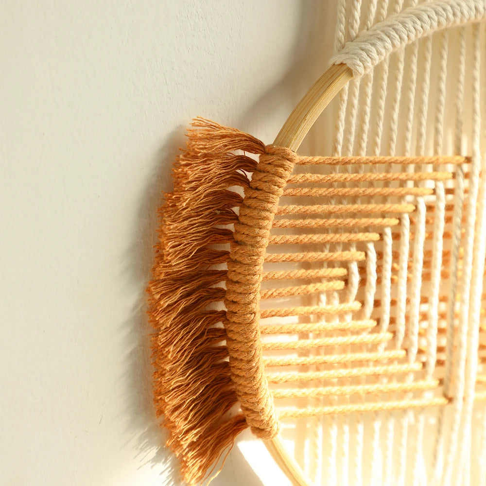 Brown Round Macrame Wall Hanging – Handmade Boho Wall Art Brownstick