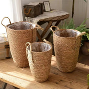 Tall Natural Wicker Planter Basket for home and garden decor, laundry, and toy storage. Brownstick