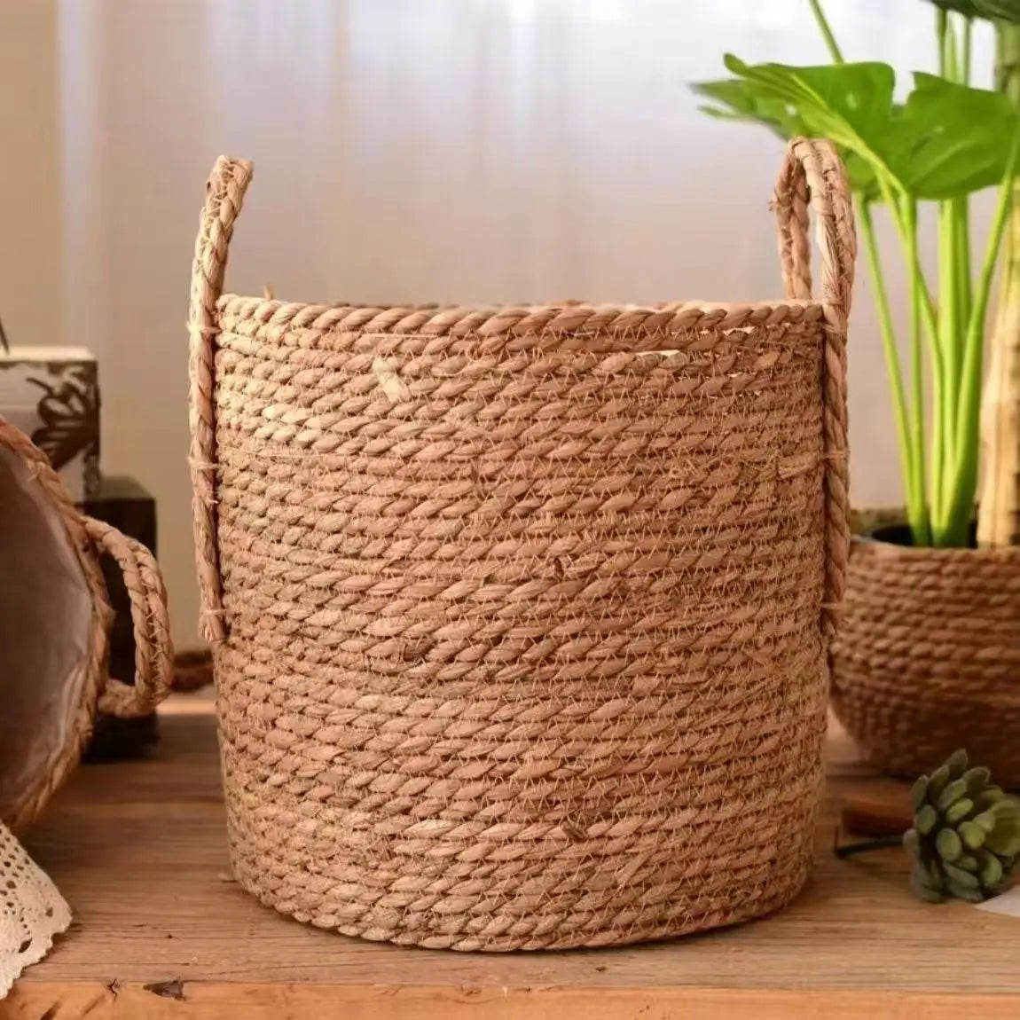 Nordic Handmade Straw Storage Basket Brownstick