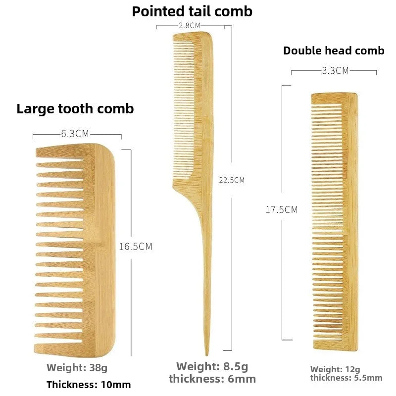 6-Piece Bamboo Hair Brush & Comb Set Brownstick