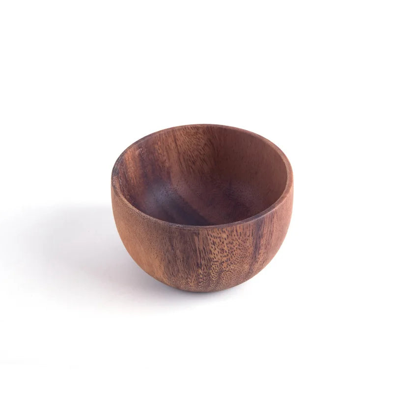 Classic Round Handmade Acacia Wood Salad Bowl Brownstick