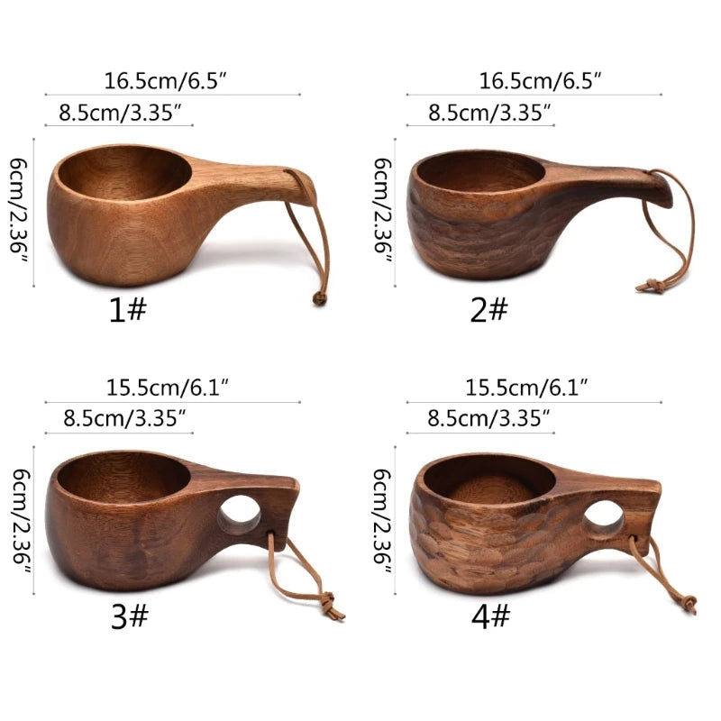 210 ml  Wooden  Mug – Outdoor Camping Coffee & Milk Cup Brownstick