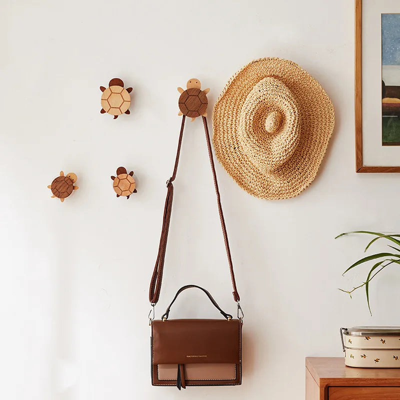 Walnut Wood Adhesive Wall Hooks Brownstick