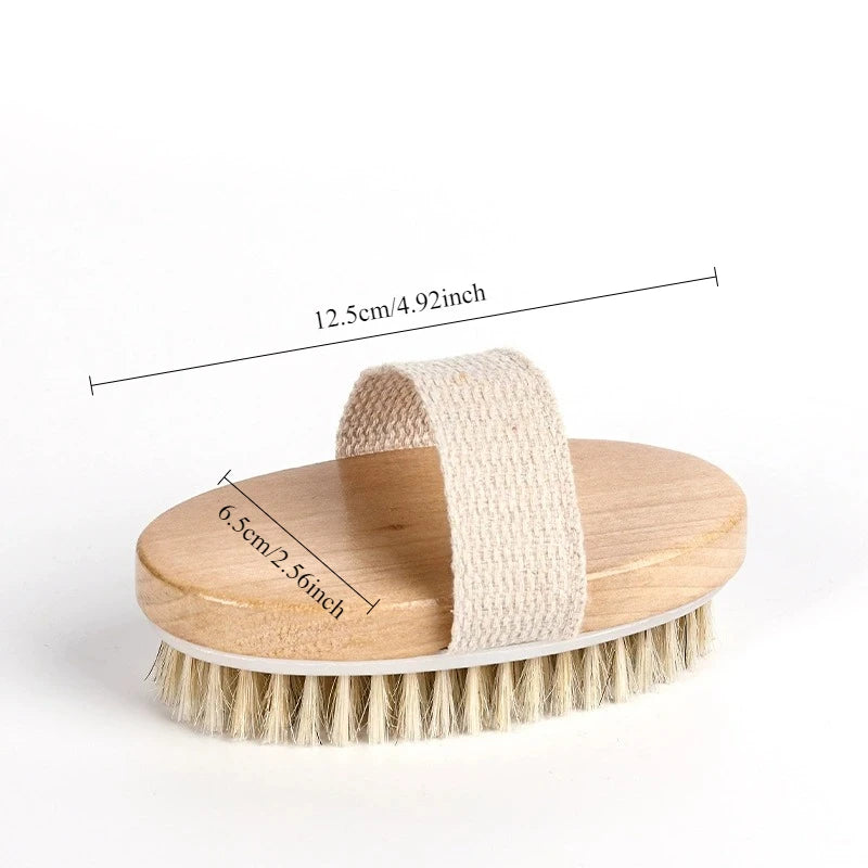 Wooden Shower Brush – Natural Bristle Body Scrubber Brownstick